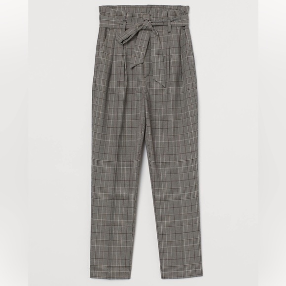H&M Pants - H&M plaid paper bag tapered pants